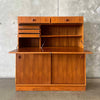 Modern Danish Bookcase with Drop Front Desk - With Working Lights & Key