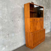 Modern Danish Bookcase with Drop Front Desk - With Working Lights & Key