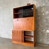 Modern Danish Bookcase with Drop Front Desk - With Working Lights & Key