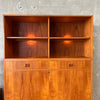 Modern Danish Bookcase with Drop Front Desk - With Working Lights & Key