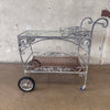 Galvazined Garden Rolling Tea / Drunk Cart With Glass Top