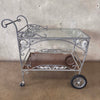 Galvazined Garden Rolling Tea / Drunk Cart With Glass Top