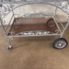 Galvazined Garden Rolling Tea / Drunk Cart With Glass Top