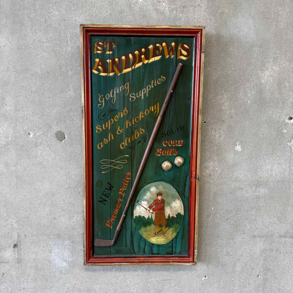 Vintage Hand Painted Golf Sign on Wood