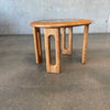 Vintage Solid Oak Side Table w/ Smoked Glass