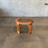 Vintage Solid Oak Side Table w/ Smoked Glass