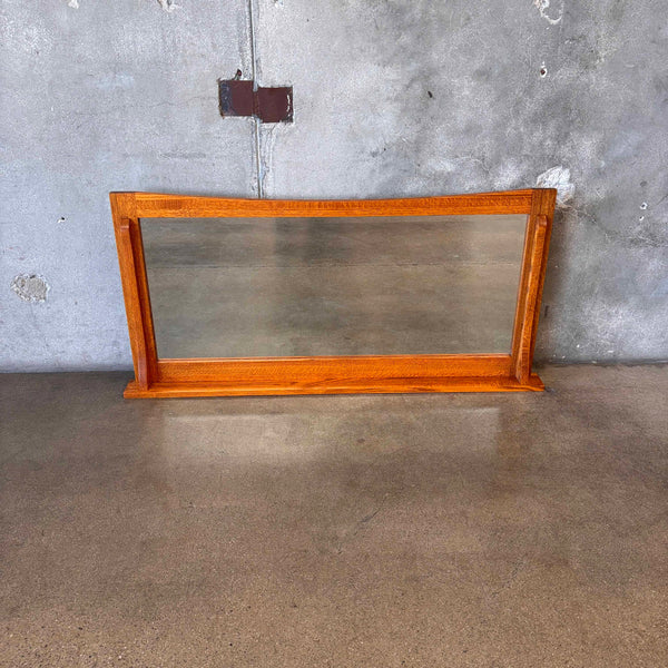 Vintage Oak Frame Beveled Mirror