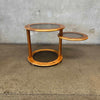 Oak Smoked Glass Three Tier Swivel End Table #2