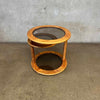 Oak Smoked Glass Three Tier Swivel End Table #2