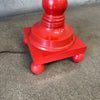 Pair Mid Century Red Turned Wood Chinoiserie Table Lamps