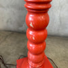 Pair Mid Century Red Turned Wood Chinoiserie Table Lamps