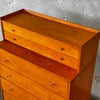 Six Drawer Maple Wood Highboy Chest of Drawers By Paul McCobb