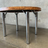 Faux Burl Wood & Chrome Dining Bistro Table - No Leaves