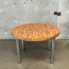 Faux Burl Wood & Chrome Dining Bistro Table - No Leaves