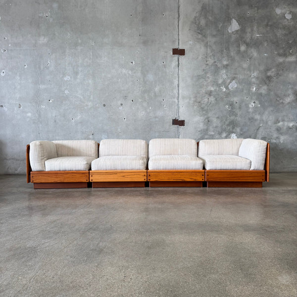 1970's Oak Modular Sectional Sofa By Lou Hodges