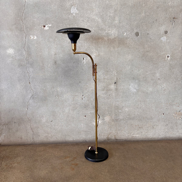 Black & Brass Mid Century Modern Height Adjustable Floor Reading Lamp