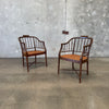 Pair of Vintage Faux Bamboo & Cane Lounge Chairs