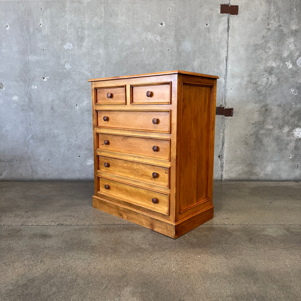 Vintage Tall Pine Six Drawer Chest