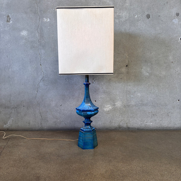 Mid Century Patinaed Lamp With Original Shade