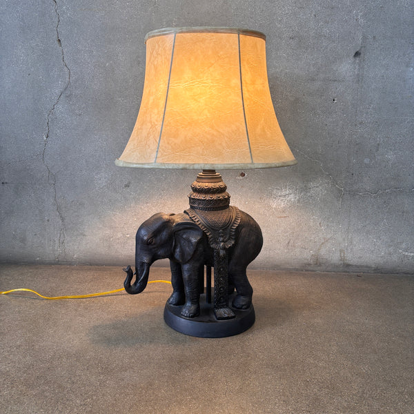 Cast Elephant Lamp With Shade