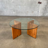 Vintage Oak Coffee Table With Glass