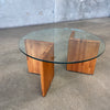 Vintage Oak Coffee Table With Glass