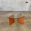 Vintage Oak Coffee Table With Glass