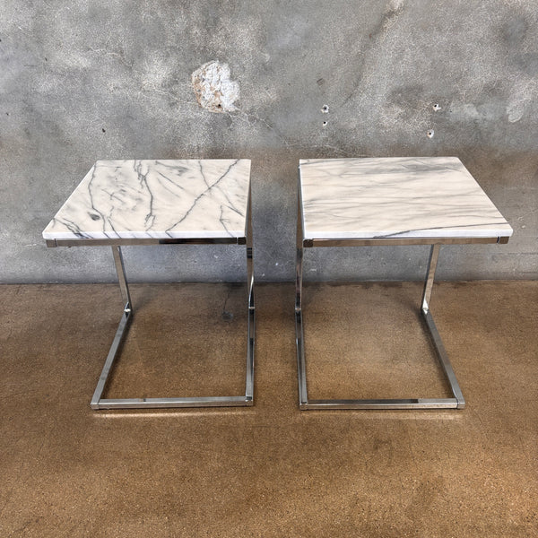 Pair of Chrome & Marble Side Tables