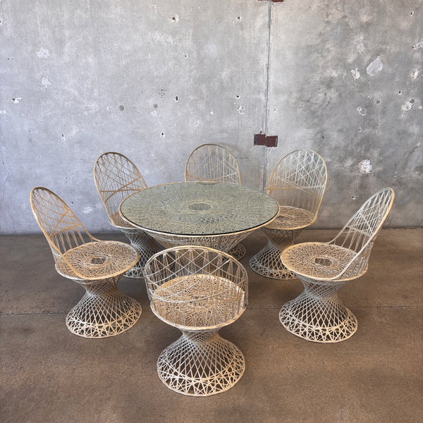 Spun Fiberglass Woodward Style Patio table & Six Chairs