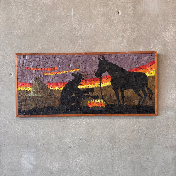 Vintage Cowboy Tile Art Scene