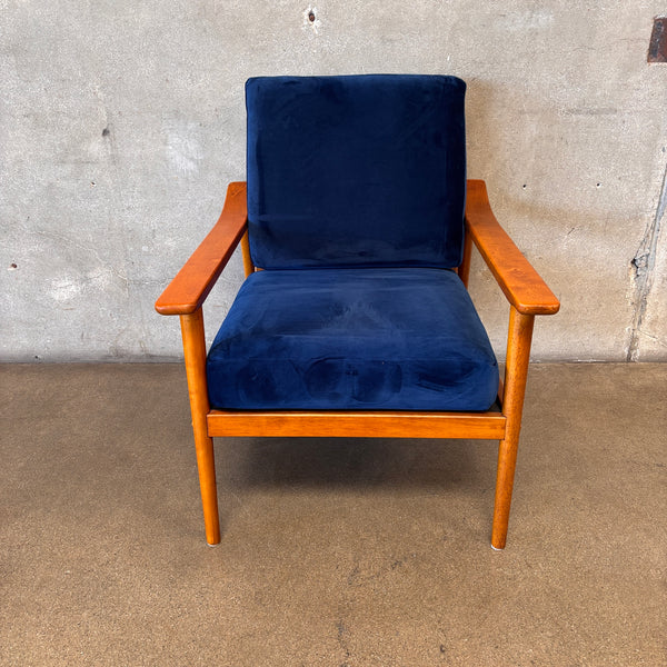 Mid Century Style Blue Velvet Chair