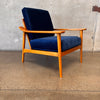 Mid Century Style Blue Velvet Chair