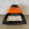 Vintage Mid Century Modern Orange Porcelain Enamel Square Body Fireplace
