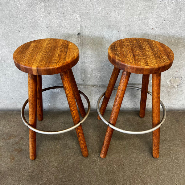 Pair of Vintage Oak Stools