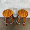 Pair of Vintage Oak Stools