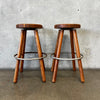 Pair of Vintage Oak Stools