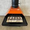 Vintage Mid Century Modern Orange Porcelain Enamel Square Body Fireplace