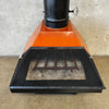 Vintage Mid Century Modern Orange Porcelain Enamel Square Body Fireplace