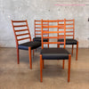 Set of Four Mid Century Modern Reupholstered Teak Chairs Made in Sweden