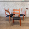 Set of Four Mid Century Modern Reupholstered Teak Chairs Made in Sweden