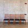 Set of Four Mid Century Modern Reupholstered Teak Chairs Made in Sweden