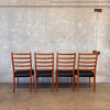 Set of Four Mid Century Modern Reupholstered Teak Chairs Made in Sweden