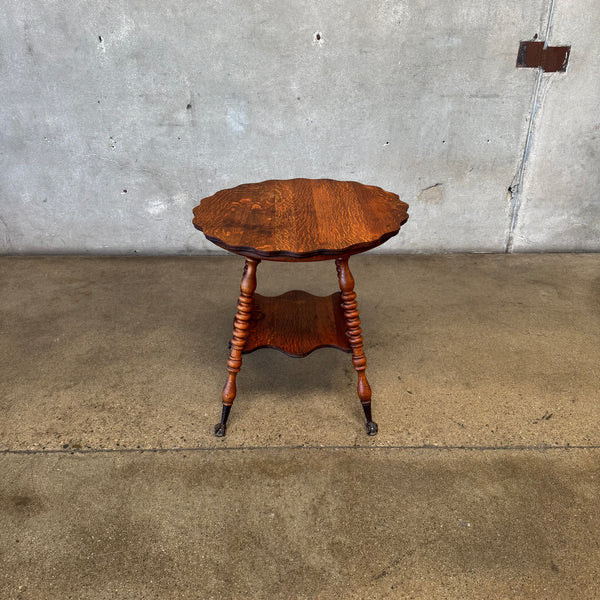 Antique Oak Clawfoot Table / Plant Stand