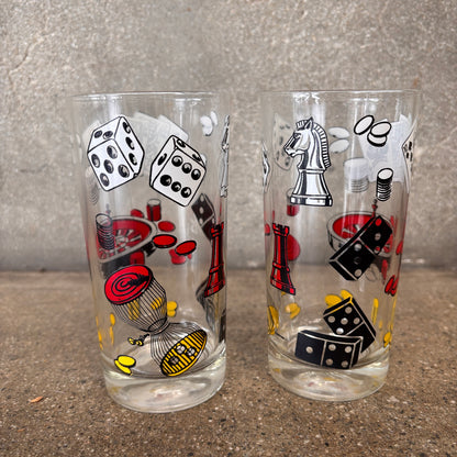 Pair of Vintage Gamblers Cocktail Glasses