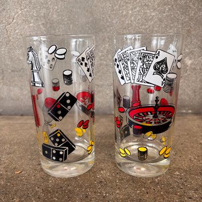 Pair of Vintage Gamblers Cocktail Glasses