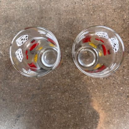 Pair of Vintage Gamblers Cocktail Glasses