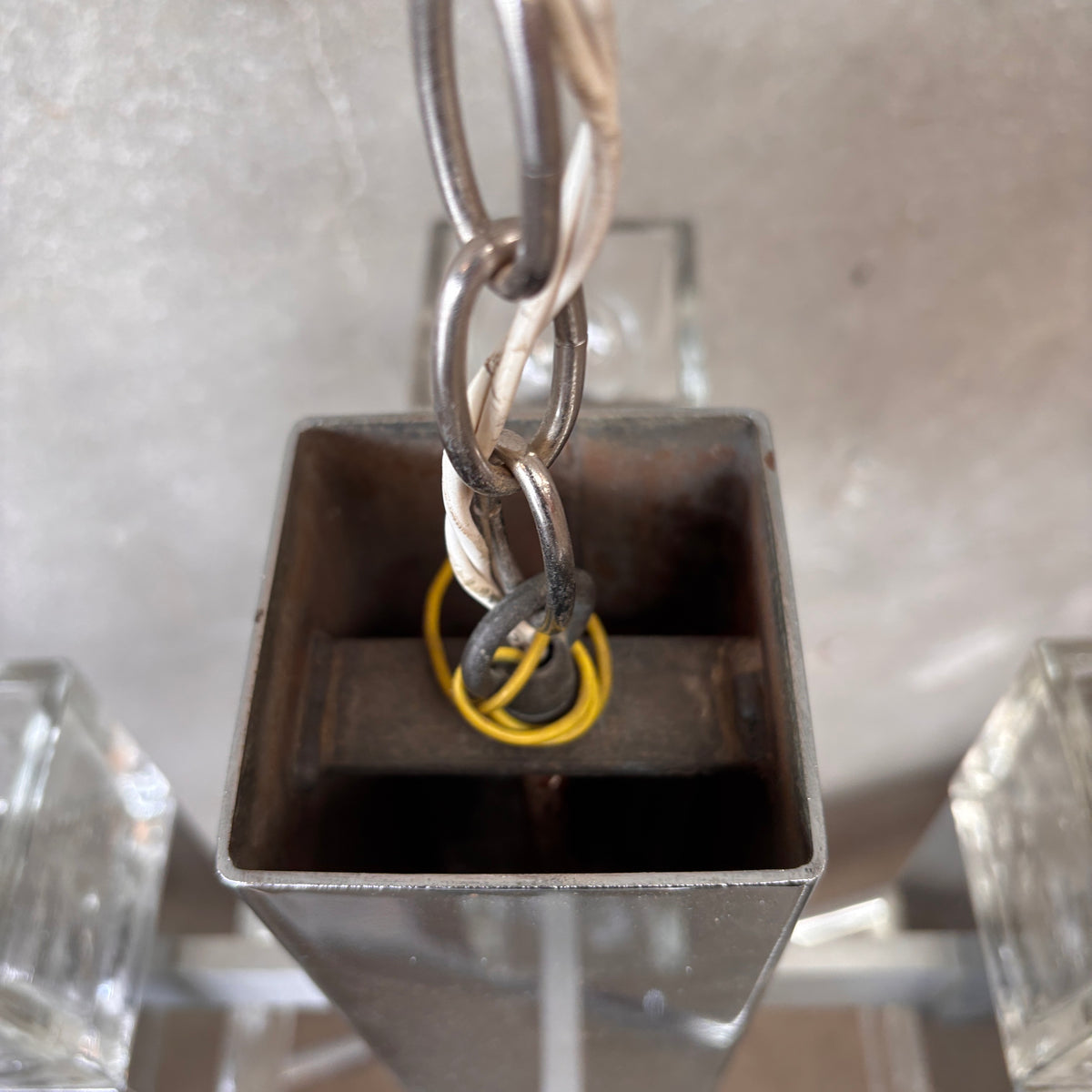 Mid Century Modern Nine Light Ice Cube Chandelier By Gaetano Sciolari