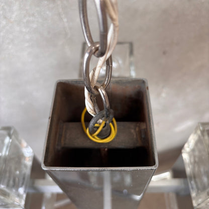 Mid Century Modern Nine Light Ice Cube Chandelier By Gaetano Sciolari