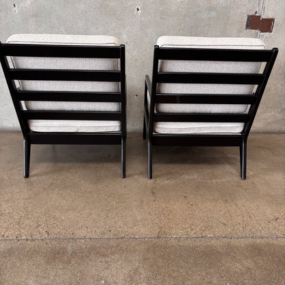 Pair of Ebony Lacquered Lounge Chairs By Harry Burger of Los Angeles CA