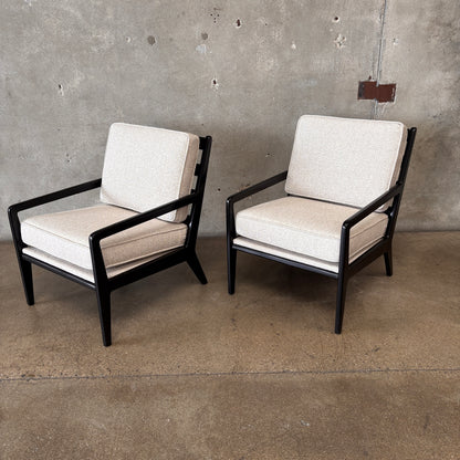 Pair of Ebony Lacquered Lounge Chairs By Harry Burger of Los Angeles CA